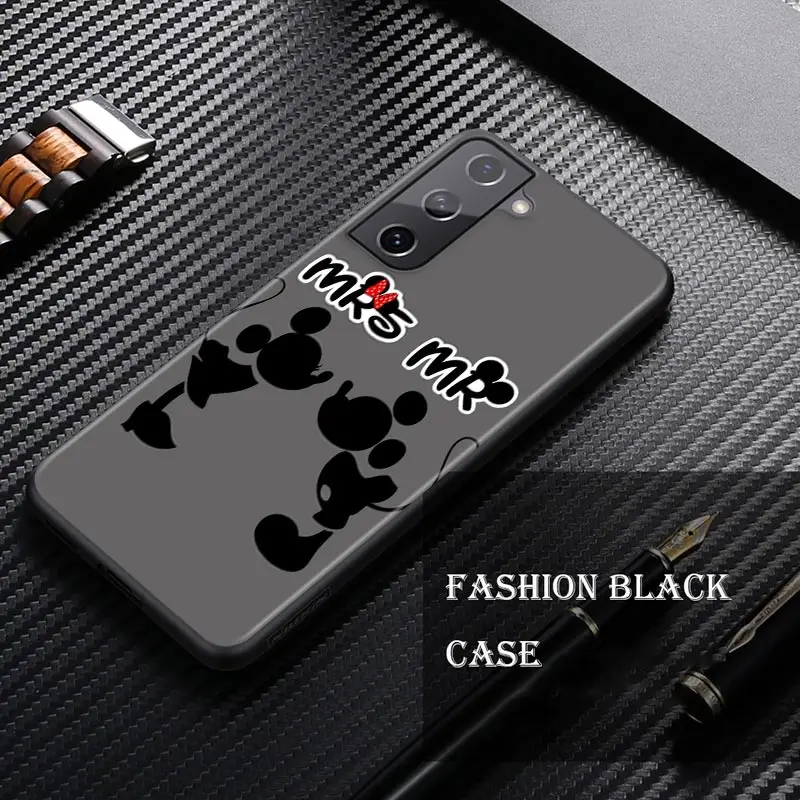 Silicone Black Cover Cute Mickey Mouse For Samsung Galaxy S21 S10 S10E S9 S8 S7 Note 20 10 9 8 Ultra 5G Plus Edge Pro Phone Case