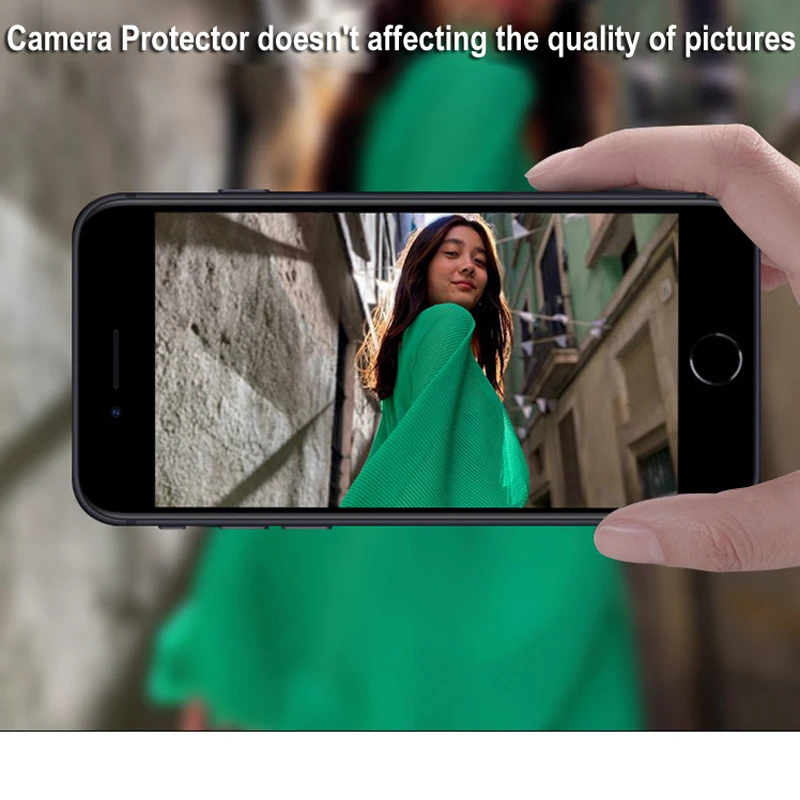 6D Camera Lens Tempered Glass for iPhone XR Metal Protection Ring Case + Front HD Clear Glass Screen Protector Film Black Red
