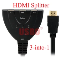 high quality black gold plated hdmi hd 1 4v video extension cord connector hdmi female to male three into one hdmi splitter