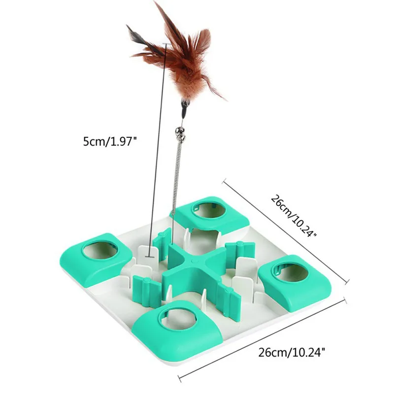

Cat Toy Funny Interactive Spring Cat Feather Wand Fun Maze Feeder Slow Feeder Puzzle Training Feather Toy Pet Products