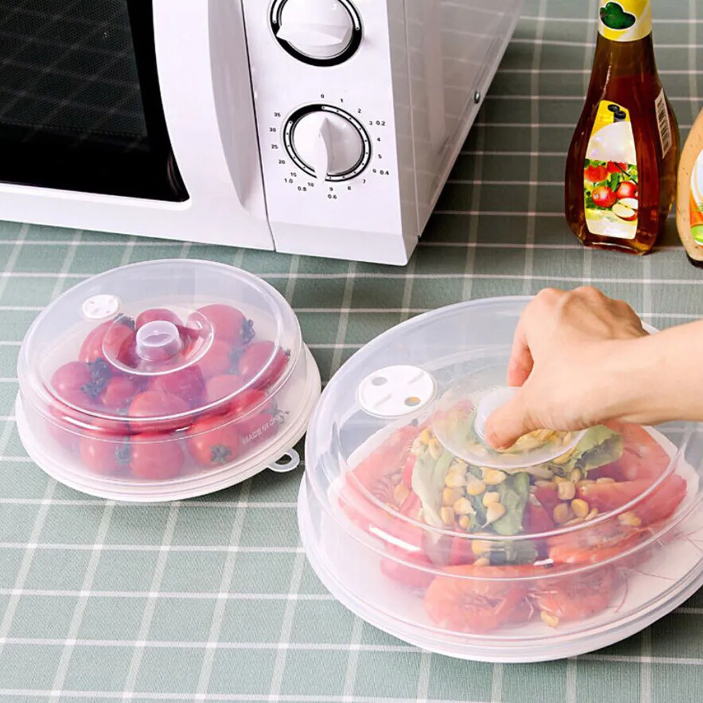 

2PCS Plastic Microwave Plate Cover Clear Steam Splatter Food Wraps Reusable Silicone Food Fresh Keeping Sealed Covers #4py