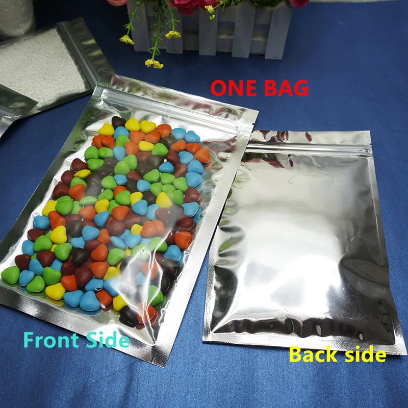 Пакеты с застежкой молнией из прозрачной серебристой алюминиевой фольги 8 5 х14 см