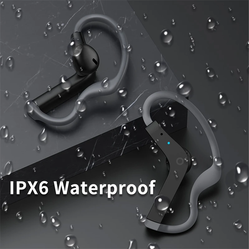 

2021 IPX 6 Waterproof Wireless Headsets Sports Earphones Sweatproof 5.0 Bluetooth Lightweight Long Standby Running Cycling