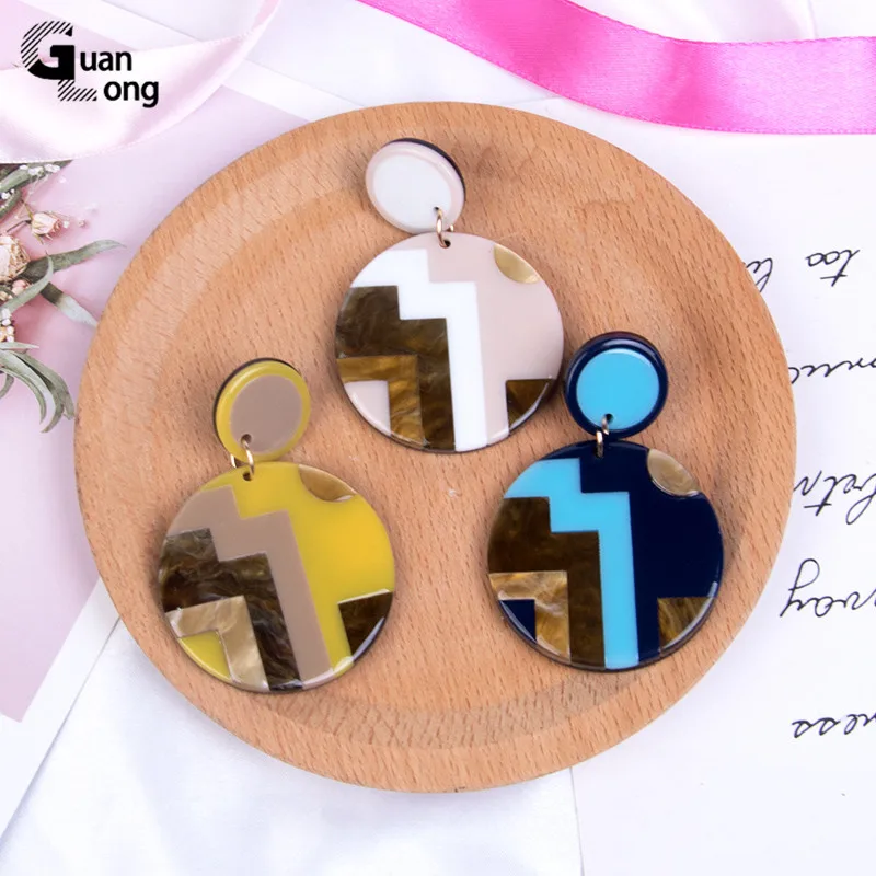 Женские круглые серьги-подвески GuanLong большие геометрические Винтажные серьги из