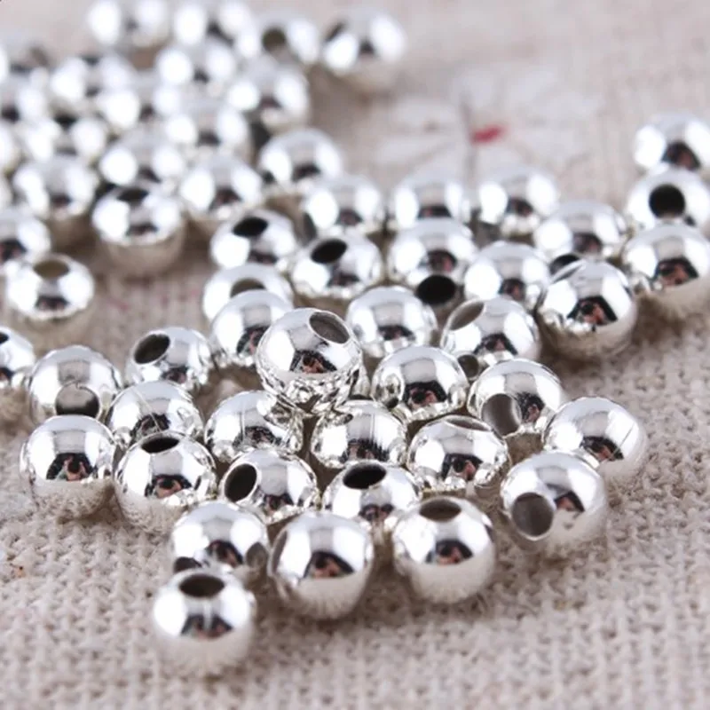 

4mm 500pcs Silver Plated Round Ball Spacer Beads Metal Beads Jewelry Findings