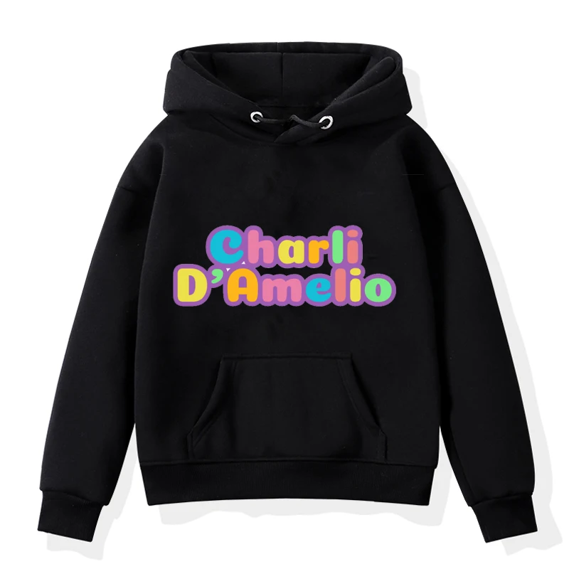 Детские толстовки с длинным рукавом и принтом Charli amielio одежда топы свитшот для
