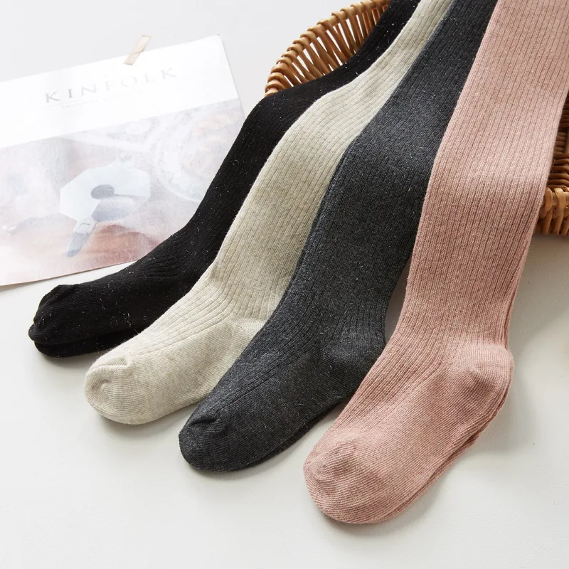 Весенне осенние колготки для девочек детские из чистого хлопка плотные