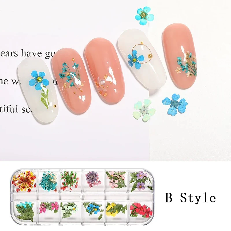 12 сеток/коробка модные японские сухие цветочные украшения для ногтей