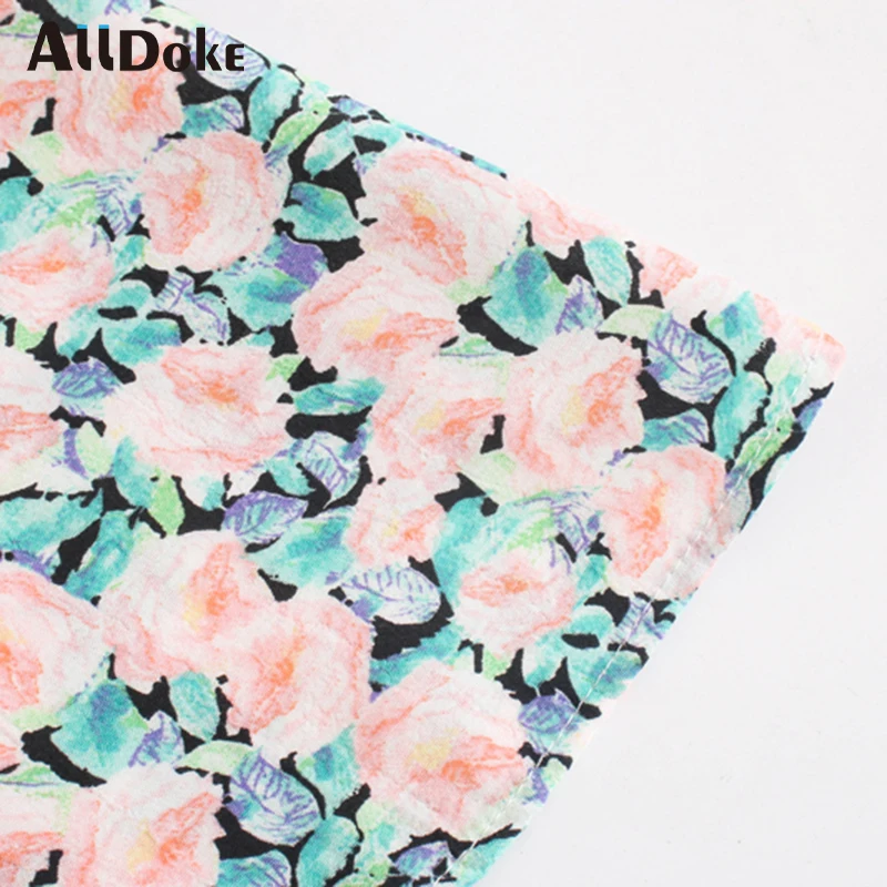 

ALLDOKE vintage floral print playsuits women high waist boho v neck short jumpsuits sexy backless strap ladies rompers overall