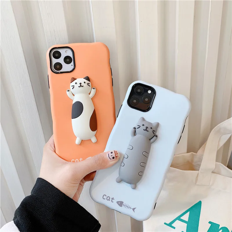 

Cartoon 3D Cat Apple Xsmax Phone Case XR for Iphone11pro/7/8Plus Couple Soft Shell