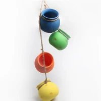 4pcs mini dangling desert color ceramic pots set wall ceiling mount mini bonsai planters vase home decor