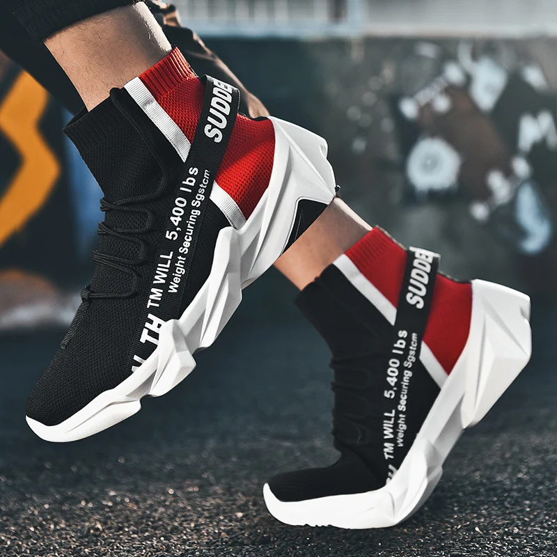 Туфли носки мужские высокие дышащие повседневная обувь на платформе плоская