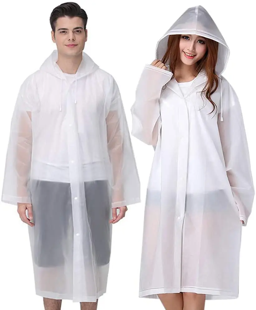 

Rain Ponchos for Adults Reusable, 2 Pcs Raincoats for Women Men with Hood