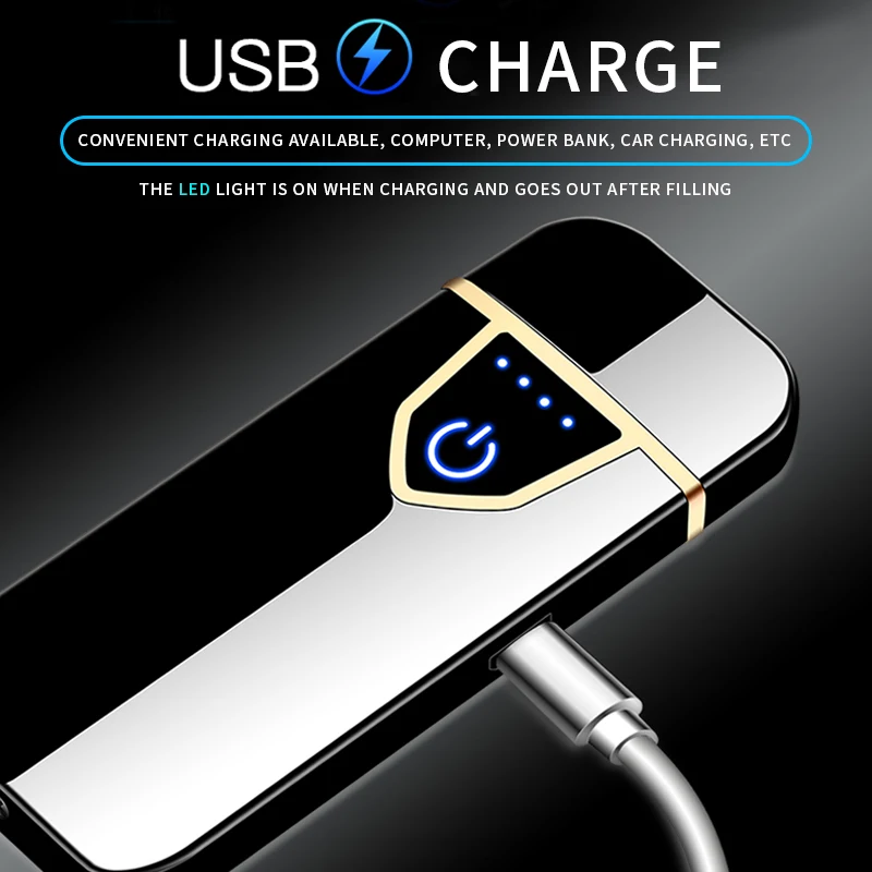 Портативная USB перезаряжаемая ветрозащитная беспламенная Электронная зажигалка