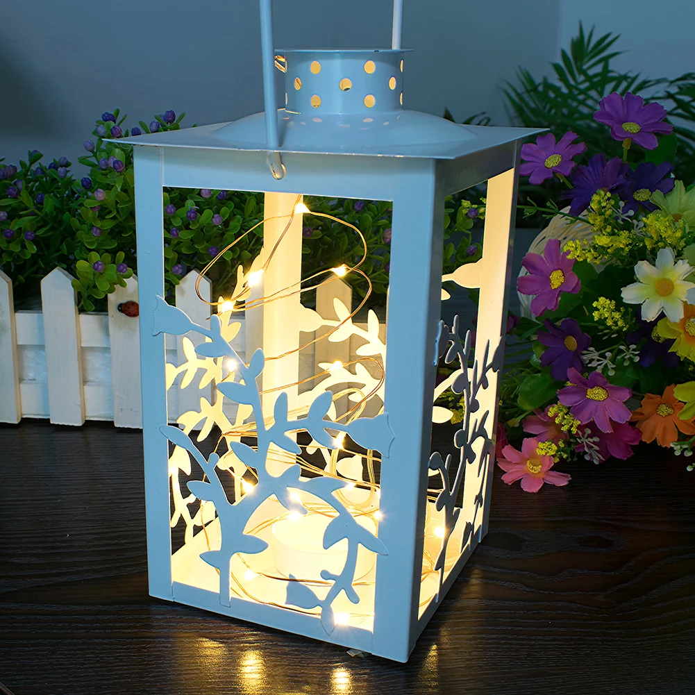 20 светодиодов Переносной Домашний ветряной свет чугун романтический подсвечник