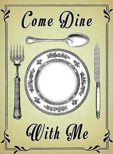 Приходите обед со мной нож вилка ложка тарелка кухонный стол винтажная