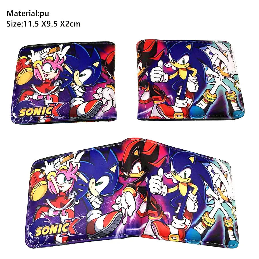 SonictheHedgehogSeries Sonic the Hedgehog pu короткий кошелек Двойные фото держатель для карт кошелек карман для монет на молнии Женская сумочка