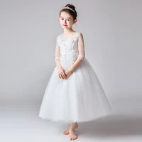 4 14 years flower girls wedding ceremony embroidery lace trailing dress kids floral ball gown dresses for girls formal dress