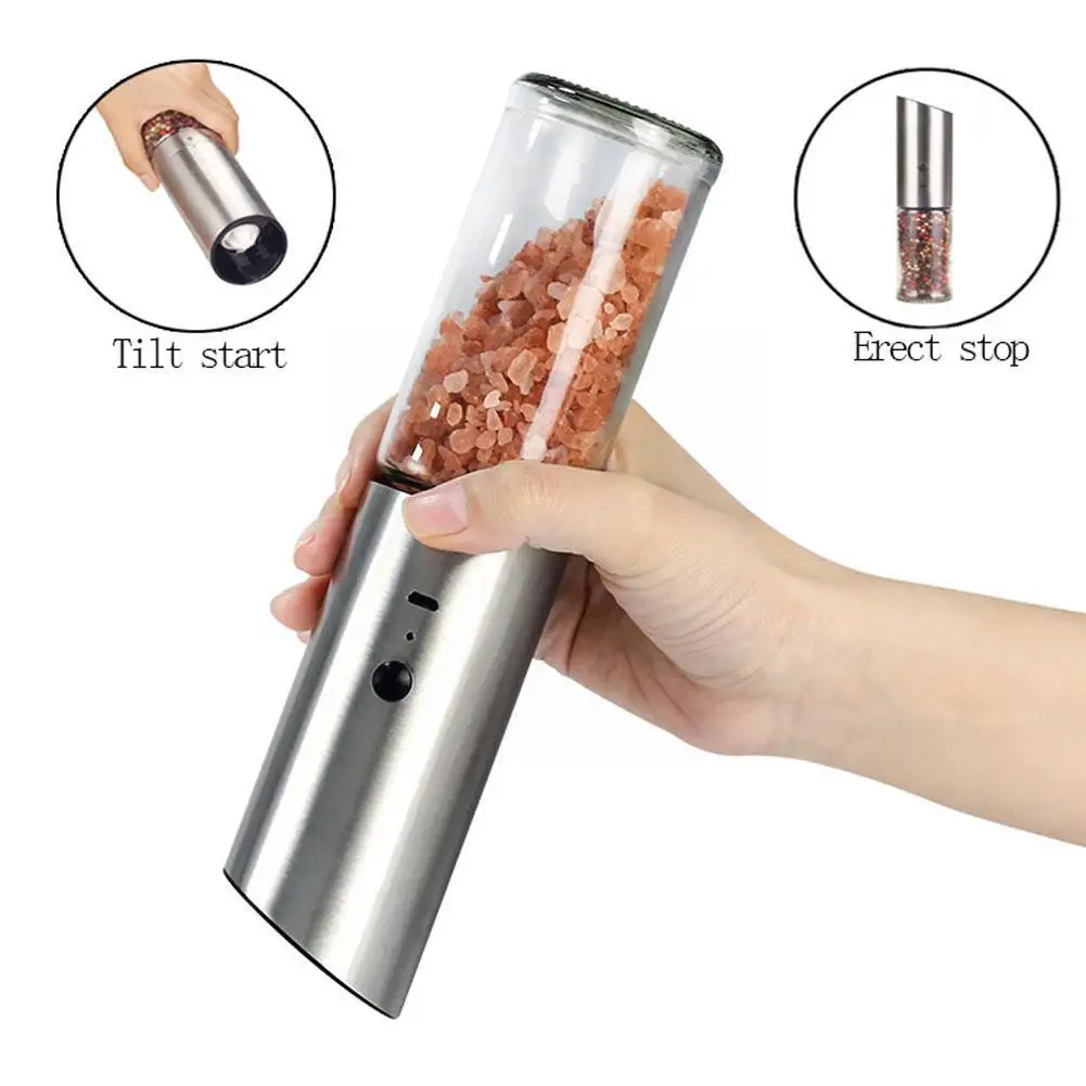

Electric Salt and Pepper Grinder USB Rechargeable Pepper Automatic Spice Coarseness Milling Machine Tool Adjustable Mill Ki R4J4