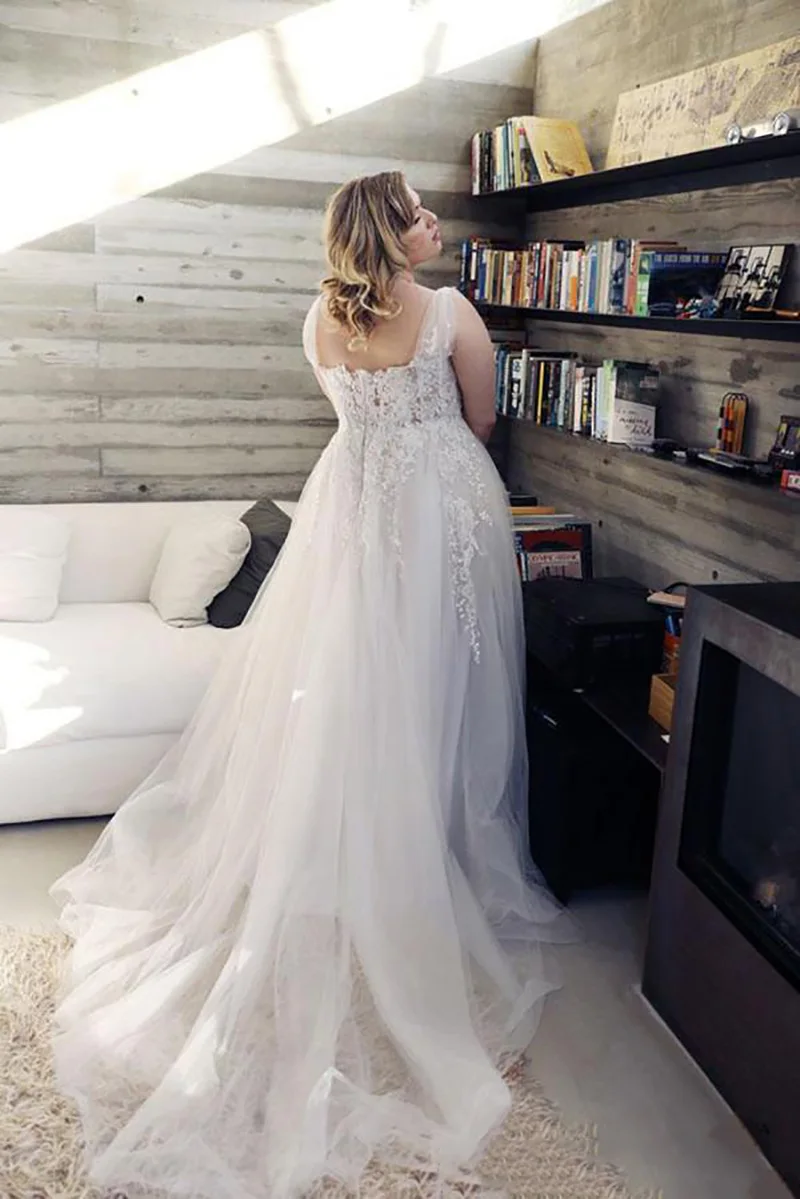 Женское свадебное платье с открытыми плечами SoDigne кружевное пляжное размера плюс