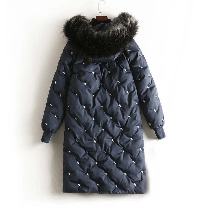 

Xl-5Xl Plus Size Women Padded Jacket Large Fur Collar Zipper Coat Mid Length Thick Hooded Overcoat Loose Winter 2020 New