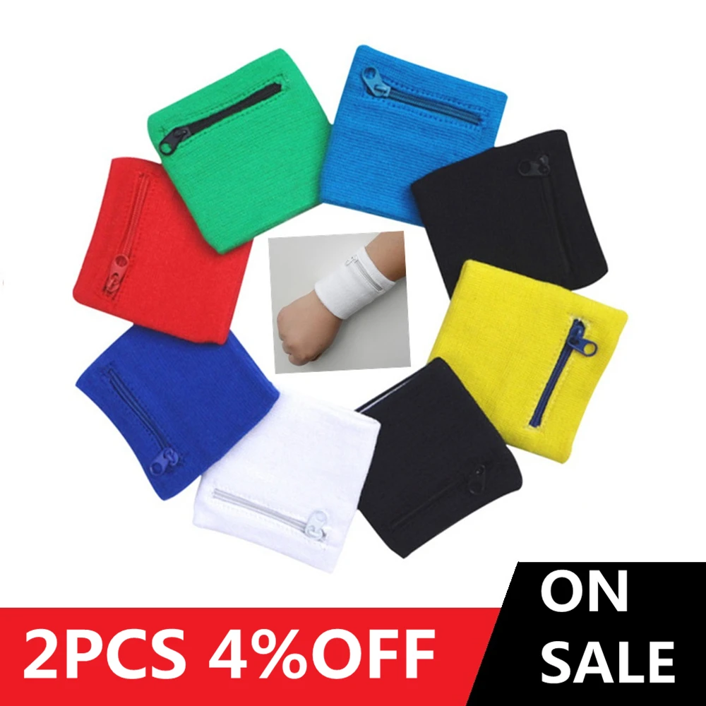 1 шт. хлопчатобумажные Браслеты Спортивный напульсник на молнии наручный кошелек