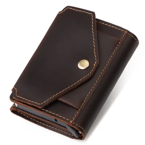 superior new man vintage rfid blocking money wallet automatic pop up credit card case business purse cash coin pocket for men free global shipping