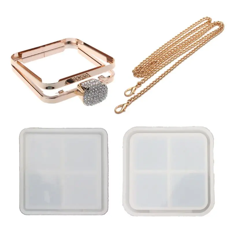 

Handmade Clear Silicone Square Bags Molds Dynamic Liquid Handbags Mold Quicksand Bag Resin Casting Mold Art Craft Tools