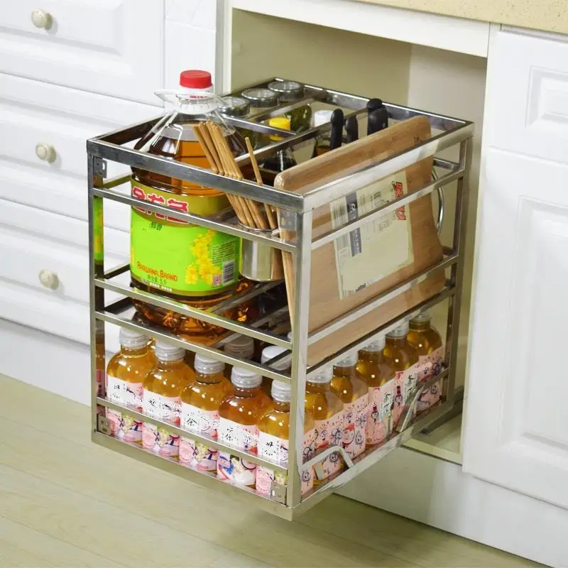 Armario Pantries Cocina Organizador Despensa Gabinete Stainless Steel Cozinha Organizer Cuisine Kitchen Cabinet Storage Basket | Дом и сад