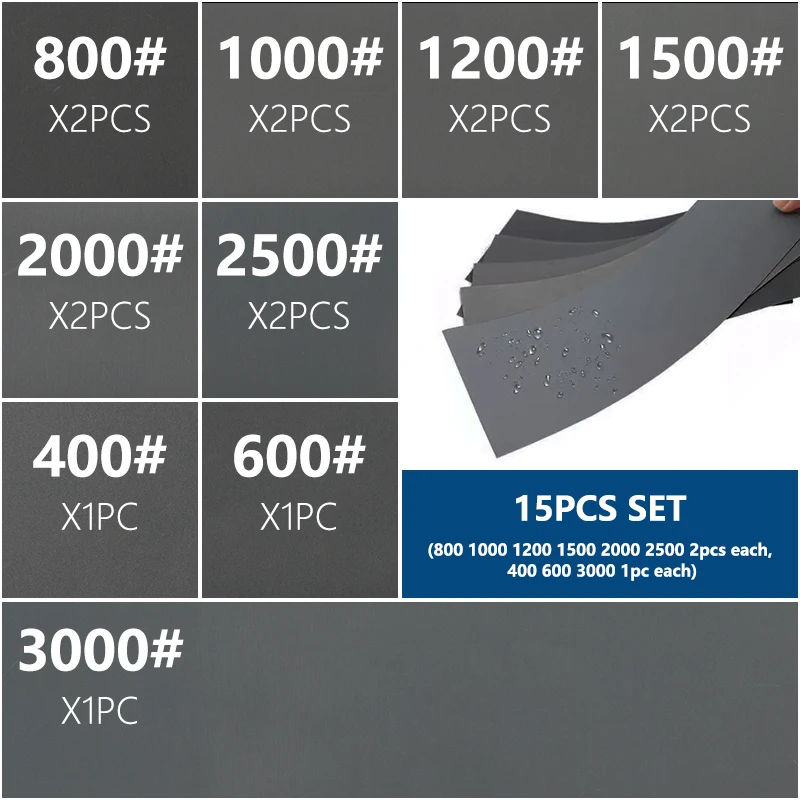 Абразивная наждачная бумага XCAN 15 шт. зернистость 800 1000 1200 1500 2000 2500 400 600 3000 для