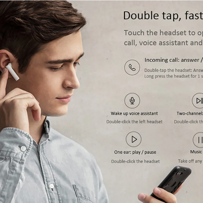 Оригинальные Bluetooth наушники Xiaomi Air2 Airdots Pro 2 TWS с обнаружением музыки 5 0 настоящие