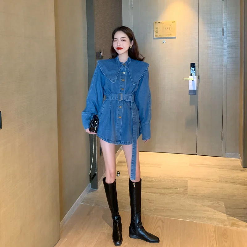 Весенняя длинная стильная блузка GRUIICEEN женская рубашка с поясом воротником Питер