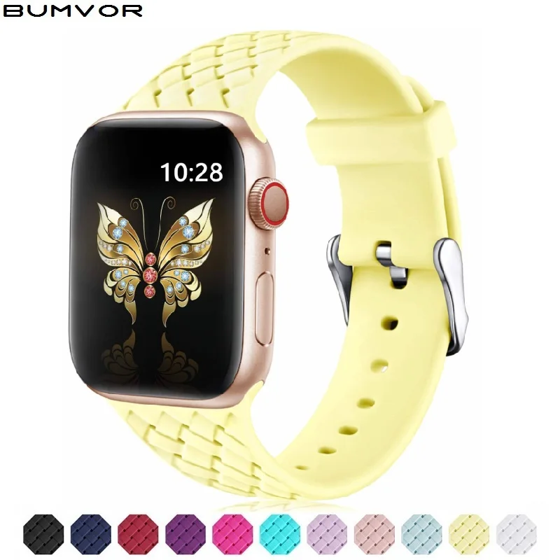Силиконовый ремешок для apple watch 5 44 мм 40 iwatch 42 38 тканый узор браслет 4 3 2 1 | Наручные