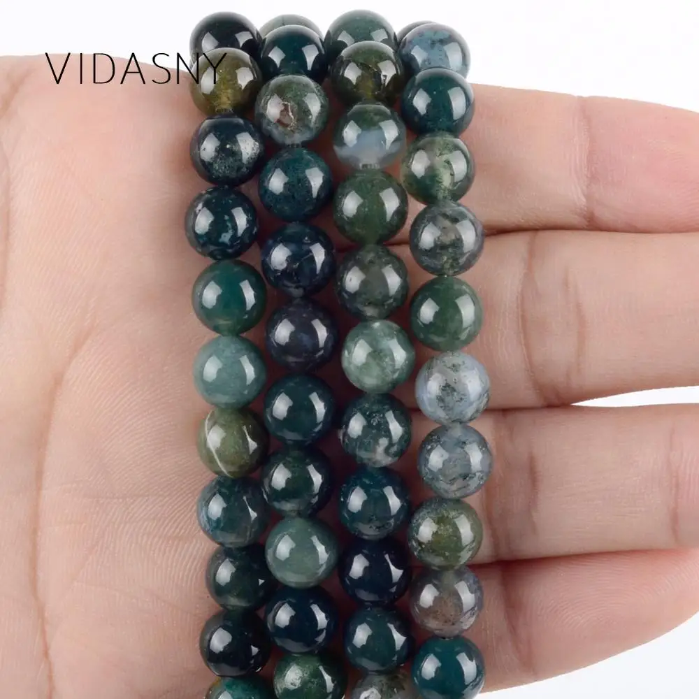 Натуральные моховые Агаты круглые бусины-разделители сделай сам аксессуары для