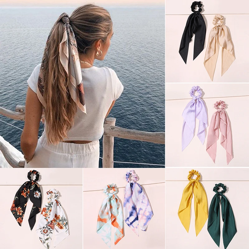 

Fashionable Tie Dye Long Ribbon Girl Ponytail Hair Band Printed Bow Hair Rope Ribbon Hair Ring SANA889