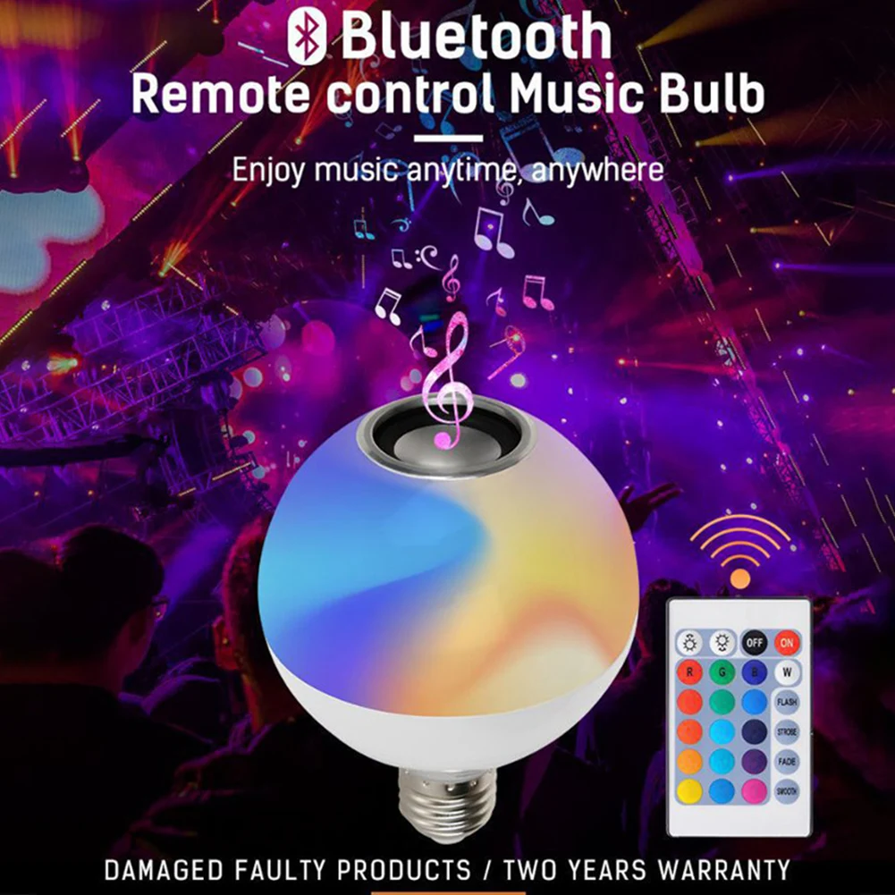 

E27 12W Smart Dimmable Colored LED Light Bulb Living Room Home Decor RGB With Remote Control Color Changing Ball Shape Bedroom