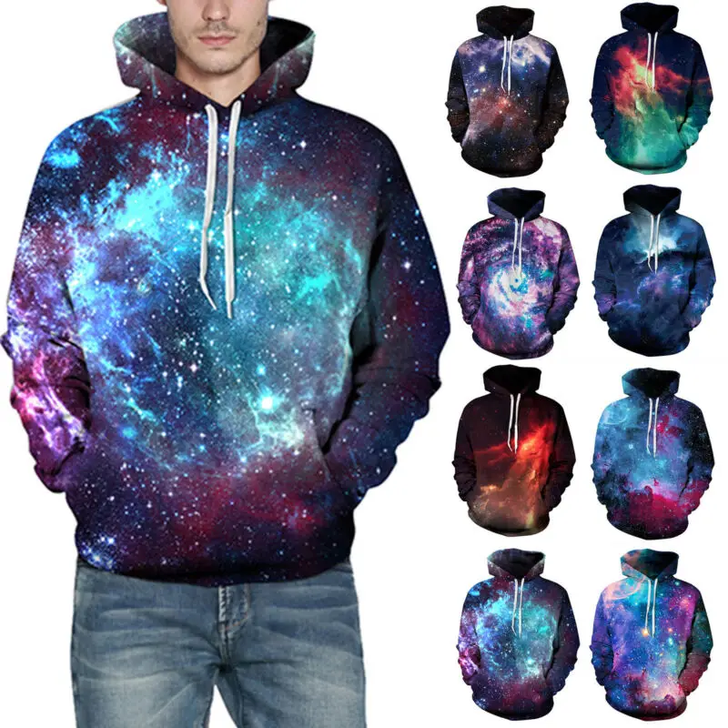 

Women Men Couples 3D Galaxy Print Hoodie Pullover Hooded Sweatshirt Coat Top