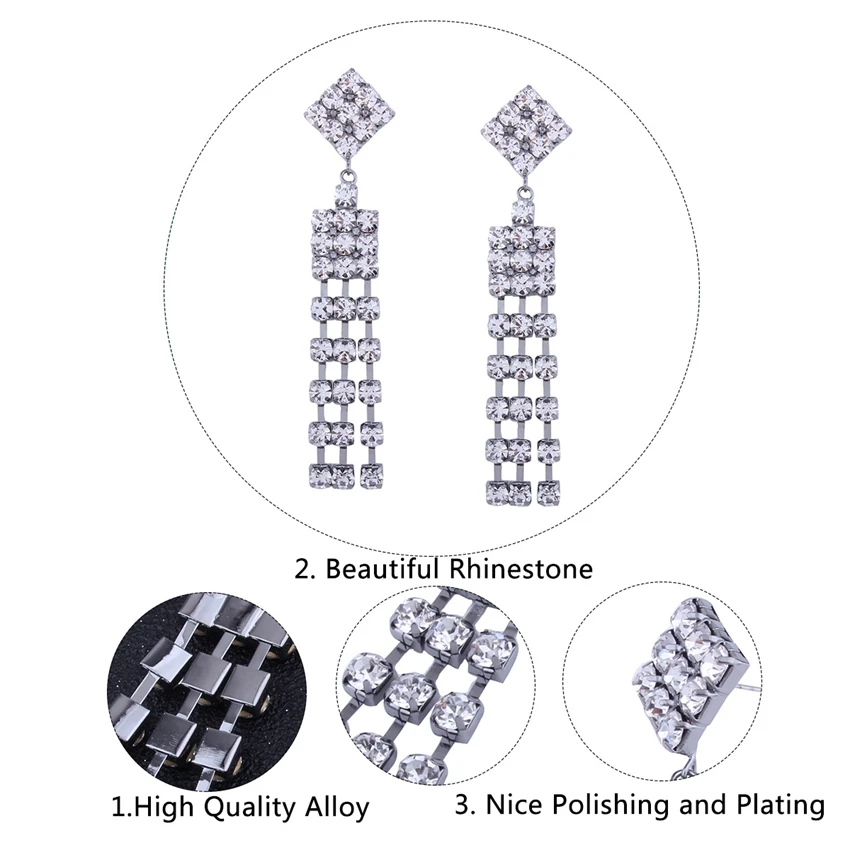 

DiLiCa Fashion Women's Earrings Rhinestone Tassel Drop Earrings 2020 White Long Earrings Bohemian Jewelry White Color