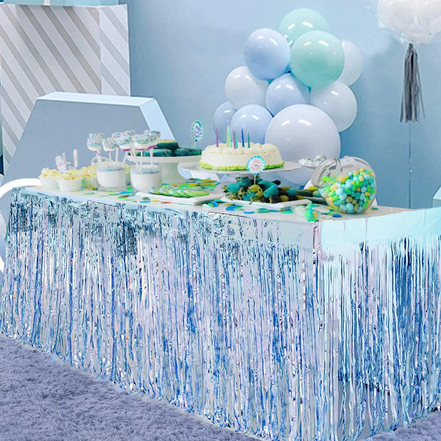 270x100cm Юбка для стола одноразовые Baby Shower Babyshower его мальчик девочка вечерние платья