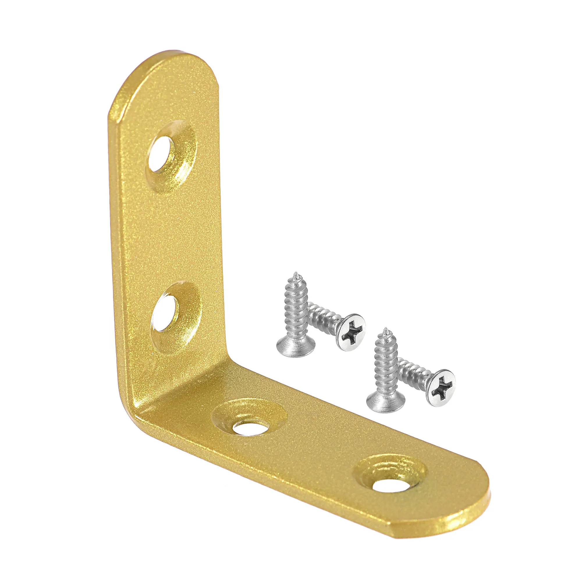 Uxcell Corner Brace Angle Bracket Iron L Shape 50mmx50mmx19mm Gold Tone 10 Pcs