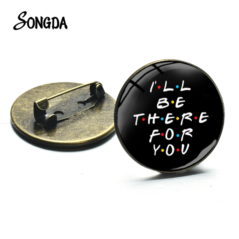 

Newest Friends TV Show Brooches I'll Be There for You Sofa Door Frame Cartoon Print Glass Dome Brooches Men Women Hat Pin