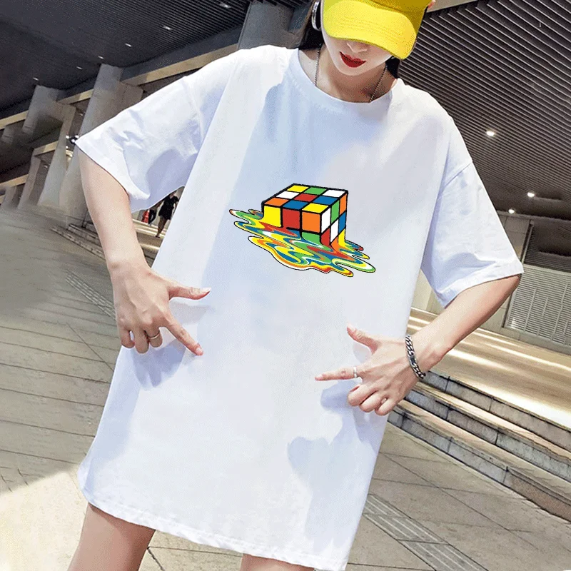 2020 летнее женское платье с принтом Стразы Кубик Рубика Повседневная Свободная