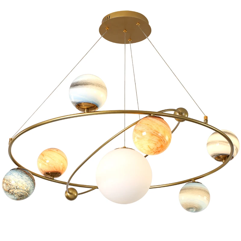 Creative Planet LED Chandeliers For Study Living Room Lobby Bedroom Children's Deco Pendant Lamps Balls Random Combination | Лампы и