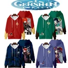 Толстовки с капюшоном Game Genshin Impact dilc Venti Mona Zhongli, повседневная мужская толстовка с капюшоном из аниме, костюм для косплея, свитшот, уличная одежда