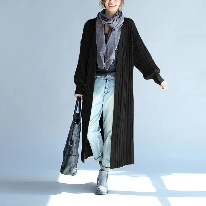 

Zoulv Casual 2021 Autumn Cardigans Vintage Sweater Women Knitted Long Pocket Wild Joker V Neck Cardigan Women