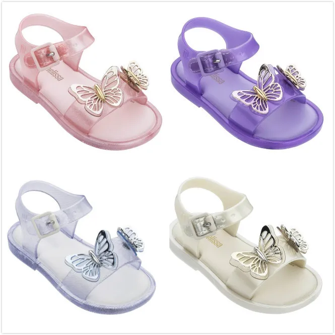 

Kids Mini Melissa Butterfly Sandal Girl PVC Jelly Shoes 2021 Summer Baby sandal Melissa Sandals Kids Princess Beach shoes HMI029