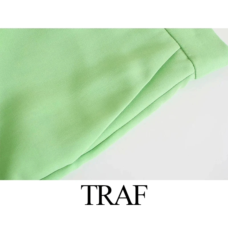 

TRAF ZA Women's Pants Fashion Temperament Women High-waist Pocket Zipper Solid Color Wild Straight Elegant Commute Ladies Pants