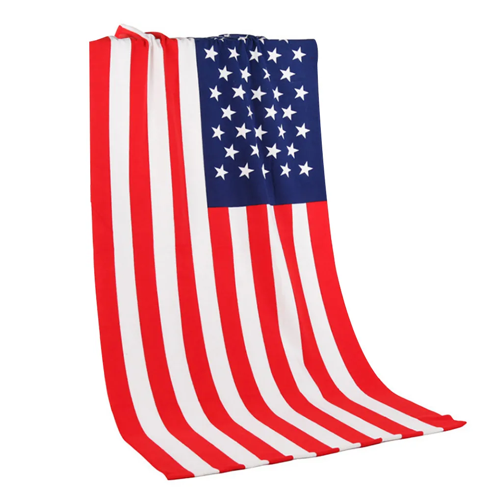 Летнее пляжное полотенце 150*70 для взрослых с принтом Фламинго/фруктов/флага