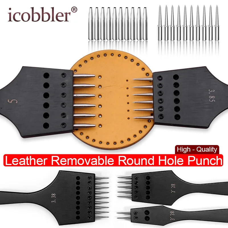 

High Quality Leather Replaceable Head Hollow Punch Tools for Leather Craft Sewing Sharp Pricking Iron Chisel Round Pointed Holes