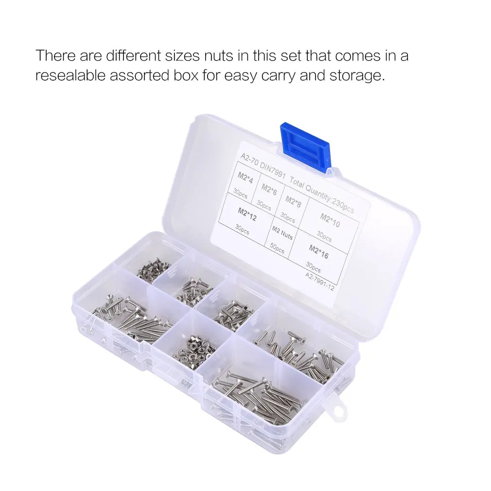 230 шт. M2 с шестигранной головкой болт в форме пуговицы зажимом медной проволоки